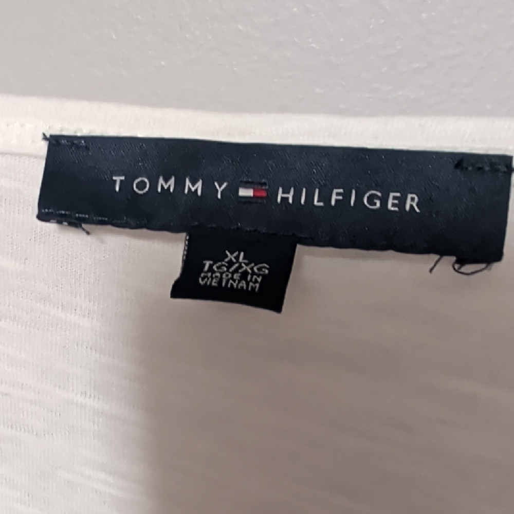 Tommy Hilfiger White Tank Top with Black Floral Trim Sleeves - Picture 2 of 6